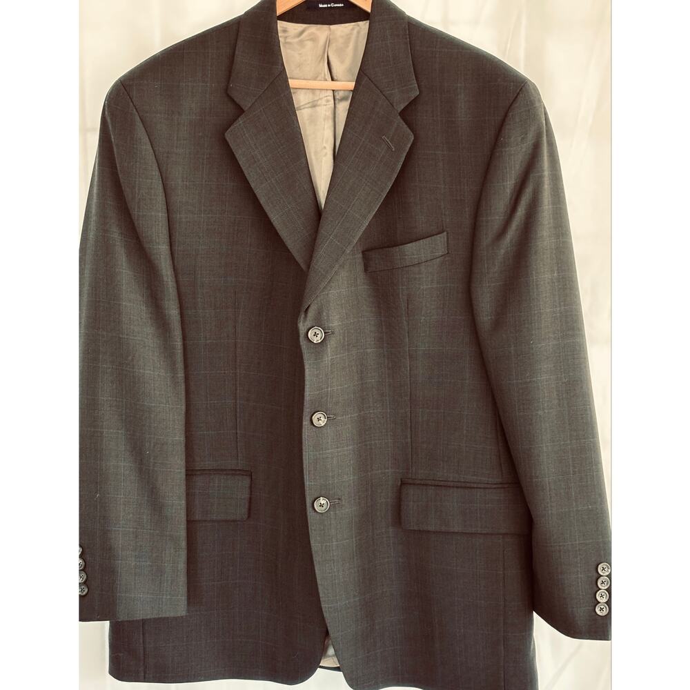 Chaps Ralph Lauren Mens 43R Gray Blue Glen Plaid Sport Coat Wool Blend Blazer